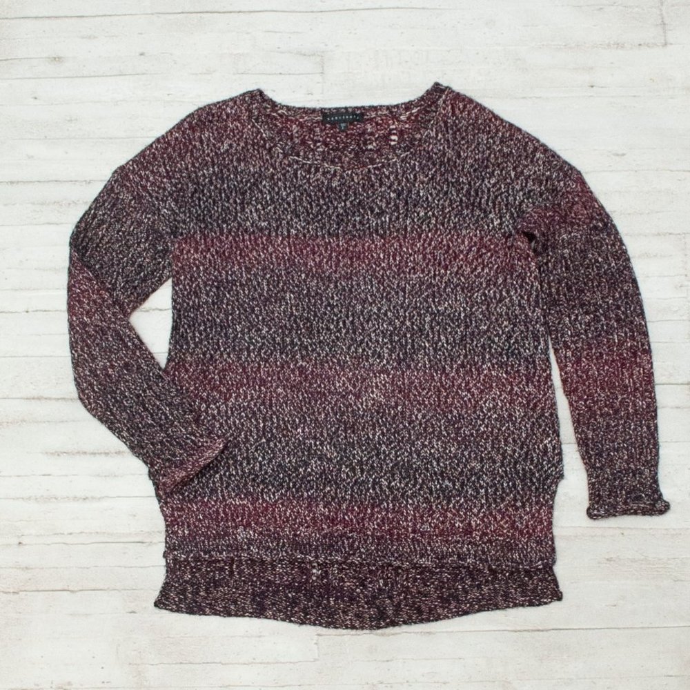 Sanctuary Ombre Hi Lo Textured Rolled Hem Sweater size L